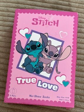 Disney Pink and Teal Stitch 'True Love' No-Show Socks Gift Set